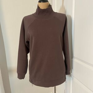 Athleta Cozy Karma Coffee Brown Side Zip Sweater M